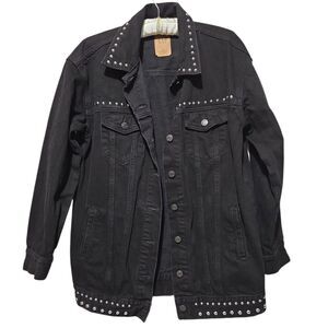 Gap Studded Oversized Icon Black Denim Jacket Women's Size XS
